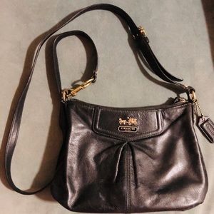 Coach Leather Crossbody Bag Black and Gold